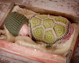 Turtle Hat and Cape Photography Prop Newborn