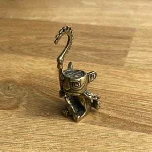 Solid Brass Robot Guard - Small Ornament Statue - Miniature Figurines Handcraft Collectible Gift Vintage