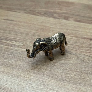 Solid Brass Elephant - Small Ornament Statue - Miniature Figurines Handcraft Collectible Gift Vintage