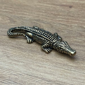 Solid Brass Crocodile Alligator - Small Ornament Statue - Miniature Figurines Handcraft Collectible Gift Vintage