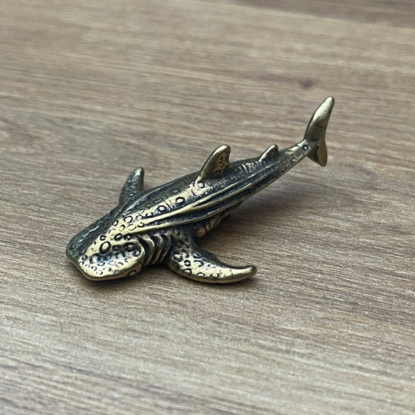 Solid Brass Whale - Small Ornament Statue - Miniature Figurines Handcraft Collectible Gift Vintage