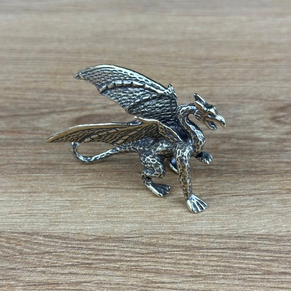 Solid Brass Dragon - Small Ornament Statue - Miniature Figurines Handcraft Collectible Gift Vintage