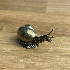Caracol de latón macizo - Estatua pequeña de adorno - Figuras en miniatura, artesanía, coleccionable, regalo vintage