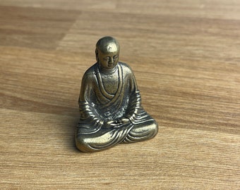 Solid Brass Meditating Buddha - Small Ornament Statue - Miniature Figurines Handcraft Collectible Gift Vintage