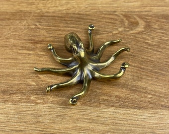 Solid Brass Octopus - Small Ornament Statue - Miniature Figurines Handcraft Collectible Gift Vintage