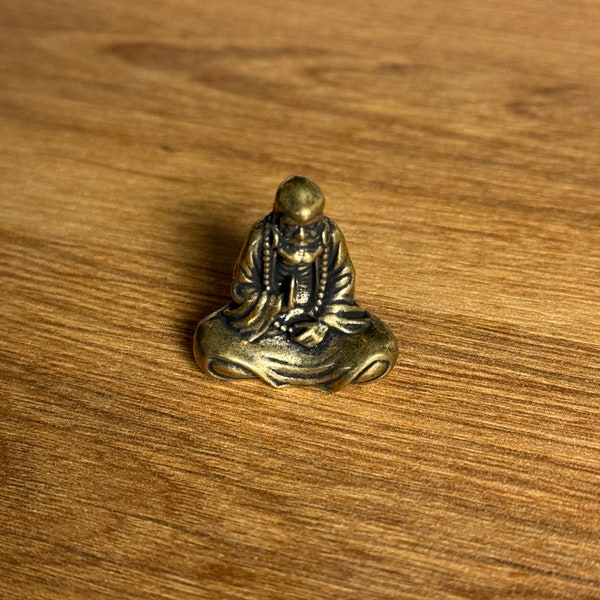 Solid Brass Bodhidharma Buddha - Small Ornament Statue - Miniature Figurines Handcraft Collectible Gift Vintage