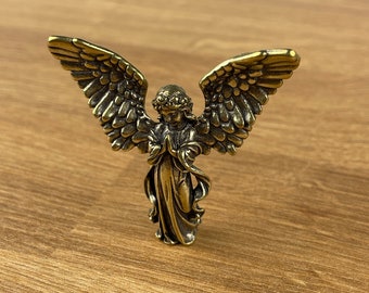 Solid Brass Cupid Guardian Angel - Small Ornament Statue - Miniature Figurines Handcraft Collectible Gift Vintage