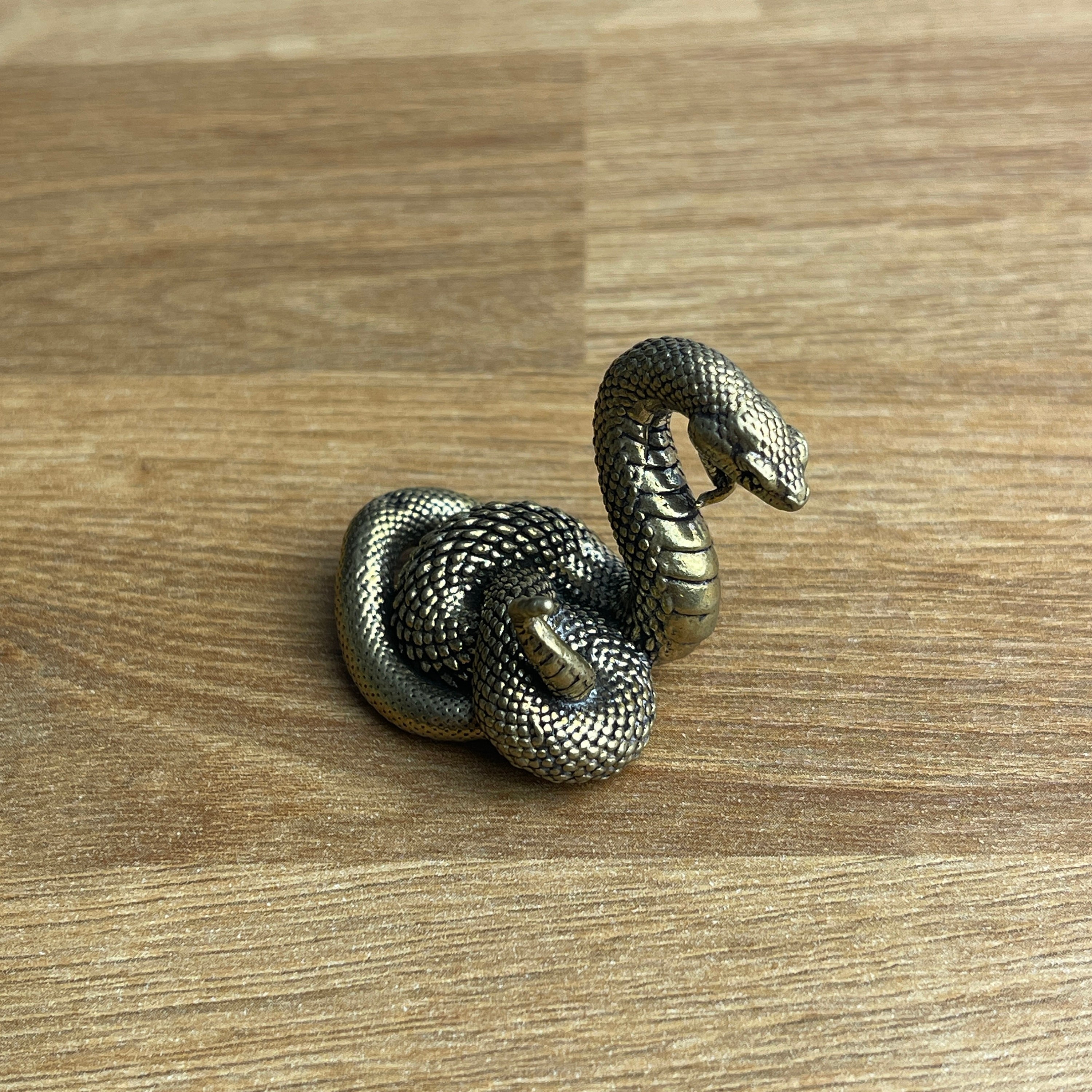 Land Of Simple Treasures Mini Brass Cobra Figure – Small Snake Figurine, Gold Animal Sculpture