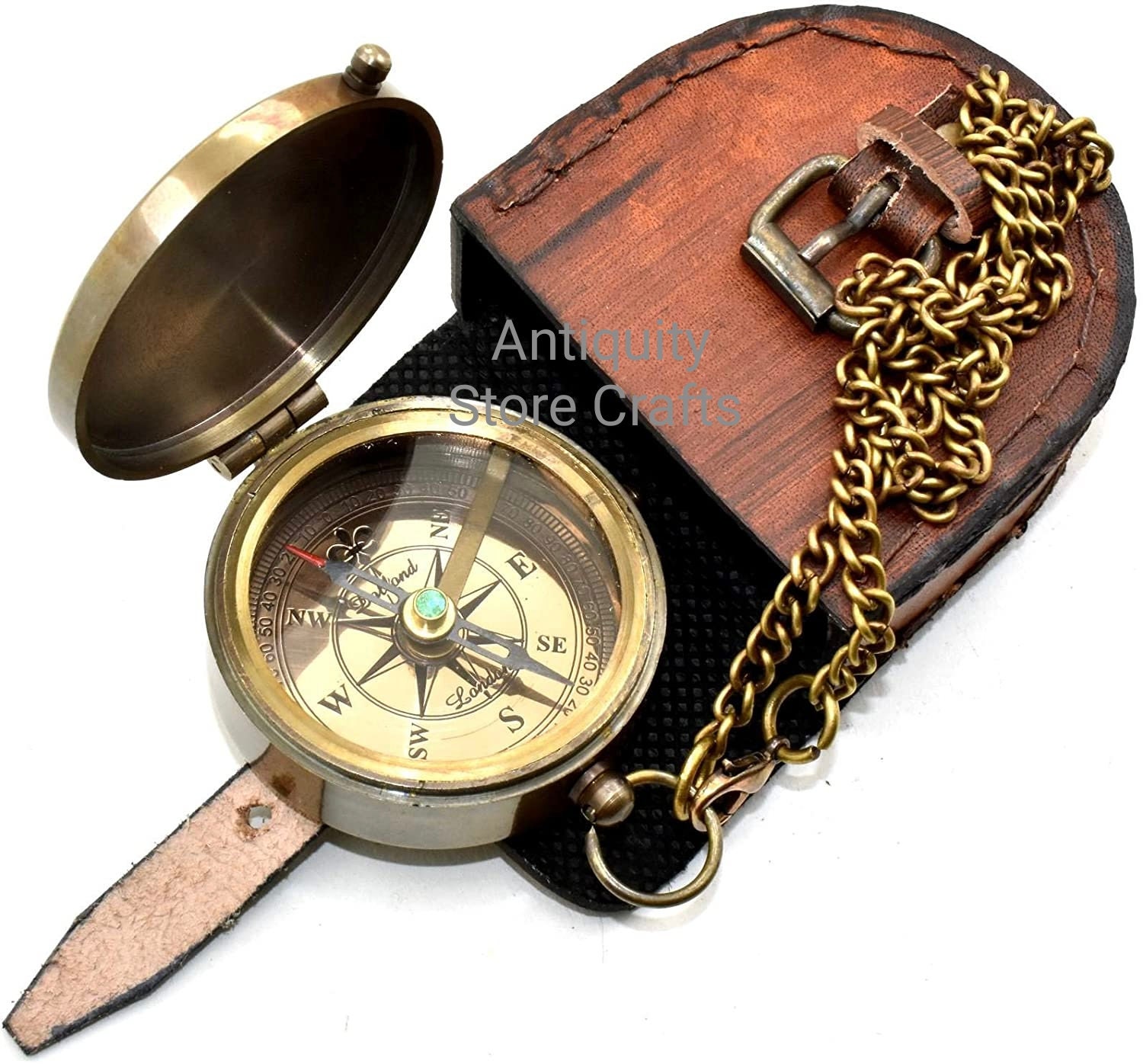Brass Compass with Leather Carry Case, for Love, Graduations,  Anniversaries, Birthdays, retirements, Christmas or Even baptisms and  confirmations