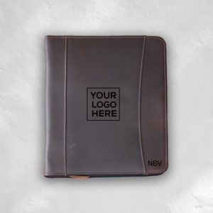 Cartera de cuero con logotipo de empresa personalizado, cartera de negocios personalizada con logotipo y estilo de monograma, regalos de graduación para él, obsequio empresarial
