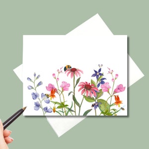 Cartões de nota, campo de flores nativas, 4,25" x 5,5" com envelopes.