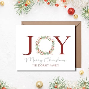 Cartões de Alegria e Feliz Natal, Cartões Personalizados, 4,25" x 5,5" com envelopes.