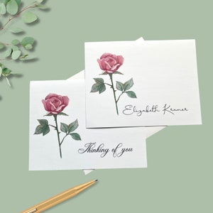 15 x 14 cm Grußkarten mit Rose, personalisierbar, mit Umschlägen