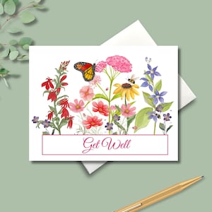 Cartes de correspondance, fleurs d'été indigènes personnalisées, 4,25 x 5,5 po. avec enveloppes.