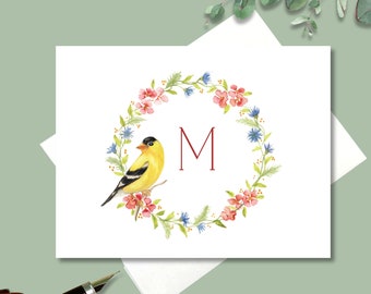 Note Cards, Spring Wreath with Blue Bird Note Card Set