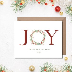 Cartes de Noël Joy, cartes personnalisées, 4,25" x 5,5" avec enveloppes.