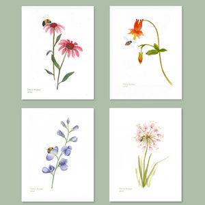 Native Flower aquarel notitiekaarten assortiment, set van 8 inch