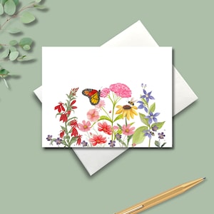 Cartes de correspondance, champ de fleurs d'été indigènes, 4,25 x 5,5 po. avec enveloppes.
