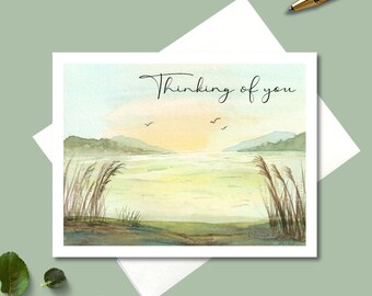 Note Cards, Mountain Lake with Personalized Option