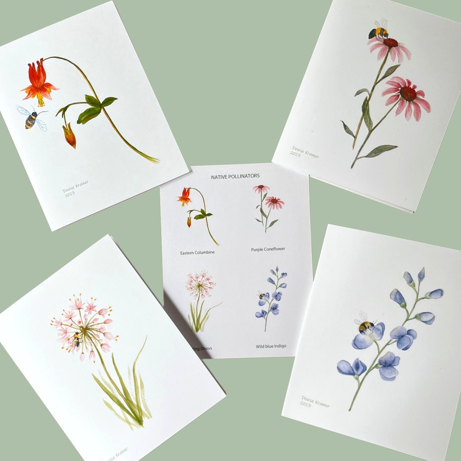 Native Flower Watercolor Note Card Assortment Set of 8 Etsy