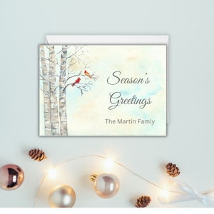 Cartes de Noël, bouleaux, cartes personnalisées, 4,25" x 5,5" avec enveloppes