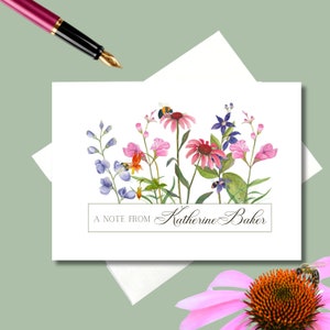 Cartes de correspondance, fleurs indigènes personnalisées, 4,25 x 5,5 po. avec enveloppes.