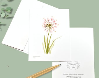 Nodding Onion Native Flower Watercolor Note Card Set