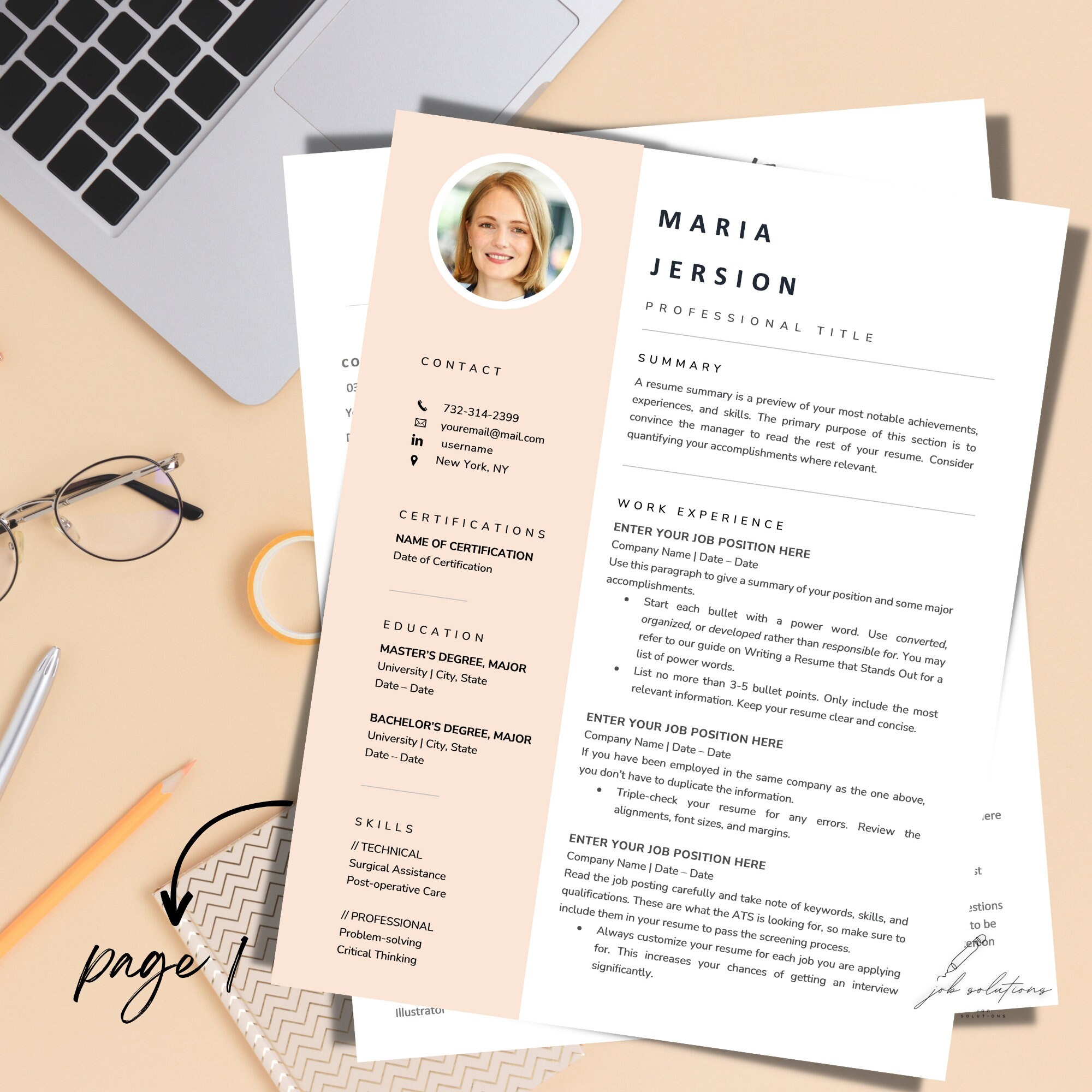 Professional Simple Resume Template for Google Docs Word and - Etsy