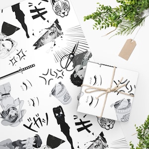 Manga Wrapping Paper for Anime Lovers, Comic Book Inspired Gift Wrap Paper, Anime Wrapping Paper for Gifts