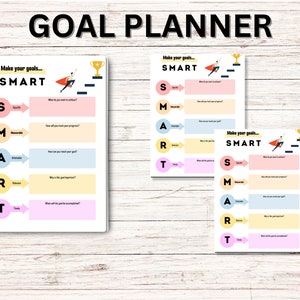 Colorful Smart Goal Setting Template | Goal Setting Tracker | Productivity Planner Page | Printable Planner Tracker |  Goal Tracking Sheet