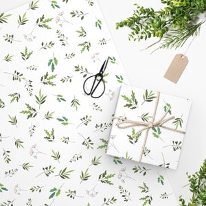 White Leaves Gift Wrapping Paper for Nature Lovers, Leaf Printed Gift Wrapping Paper