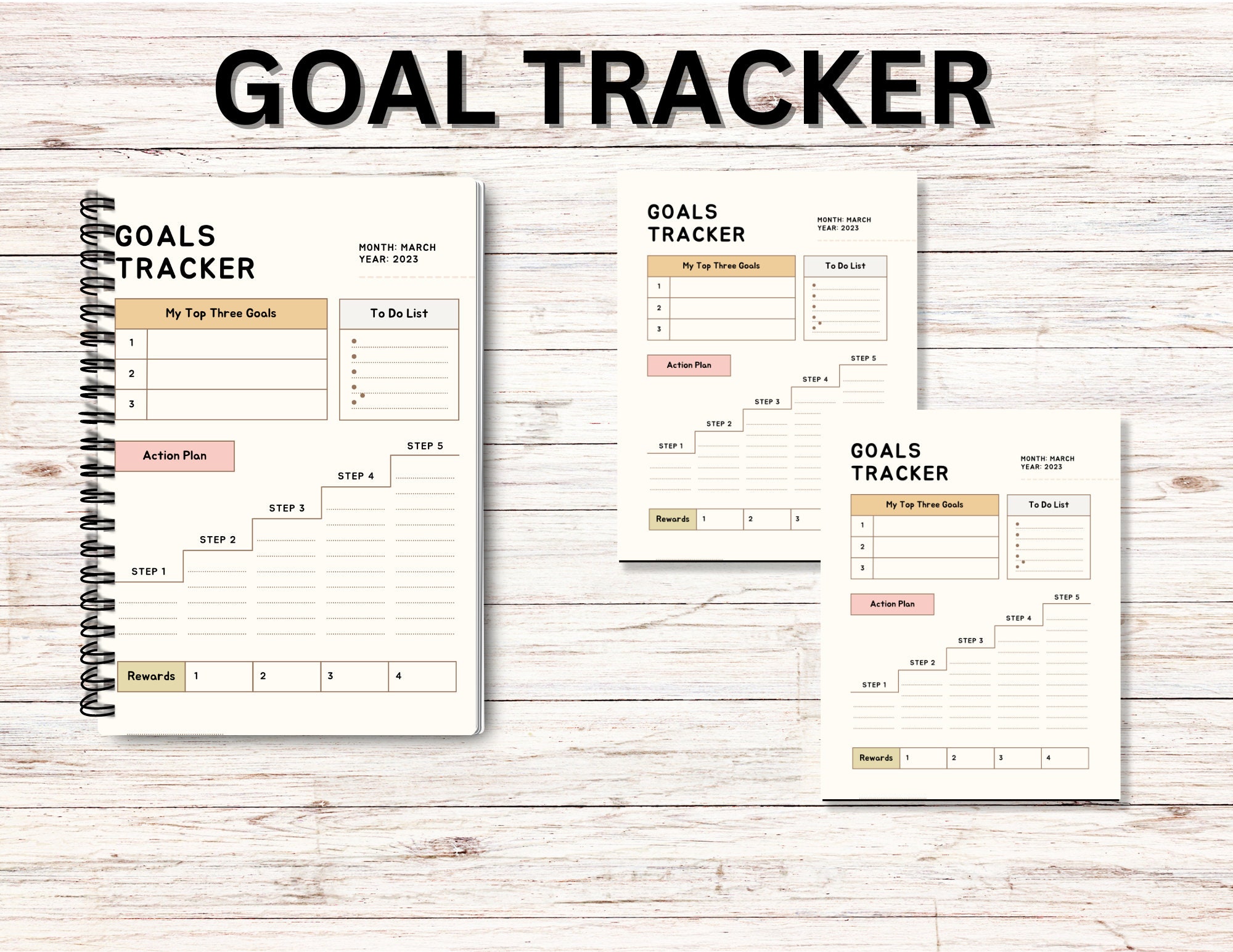 Colorful Goal Tracker Planner Insert | Goal Setting Tracker ...