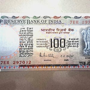 Rs 100 Seltene Landwirtschaft Serie Indische Banknote | R.N. Malhotra Signatur | Vintage RBI Notiz | Sammler Währung aus Indien| 100 Rupien