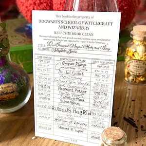 Marque page Wizard World | Magic school Library card Herbologie | Signet lecteur | Cadeau Bookworm | Carte de bibliothèque Herbology