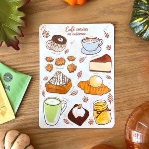 Korean food stickers sheets | Korean Street food stickers | Korean cafe stickers | Korean ingredients stickers | Korean desserts stickers |