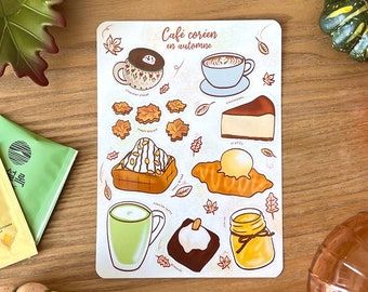 Korean food sticker sheets | Korean Street food stickers | Korean cafe stickers | Korean ingredients stickers | Korean dessert stickers |
