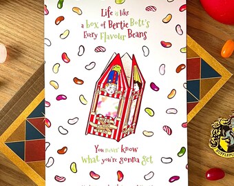 Art print Wizard World | Bertie Bott Print | Jelly Bean Every Flavor | A5 card | Magical sweets card | Fun print HP fans | Wizard school