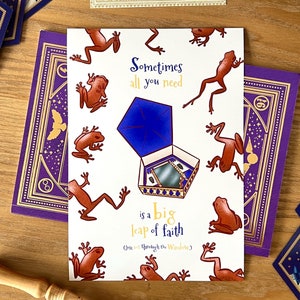 Art print Wizard World | Chocolate Frogs Print | A5 card | Magical sweets card | Fun print for HP fans | Wizard school | Leap of Faith card