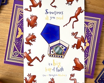 Art print Wizard World | Choco Frogs Print | A5 card | Magical sweets card | Fun print for HP fans | Wizard school | Leap of Faith card