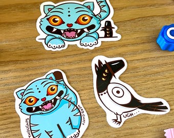 Kpop Demon Hunters stickers | Derpy and Sussie | Cute traditional Korean tiger & magpie | Kindle, Phonecase, Computer, notebook stickers