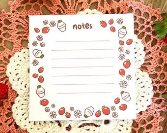 Notepad Korean strawberries | Non-sticky pad strawberry milk | Cute stationery Korea lovers | Ddalgi uyu cute notes | Lined notepad | Kawaii