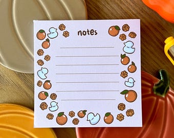 Notepad Korean tangerines | Non-sticky pad mandarin | Cute stationery Korea lovers | orange non sticky cute notes | Lined notepad | Kawaii