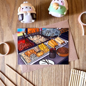 Illustrierte Postkarte | Koreanisches Streetfood | Koreanischer Kunstdruck | Koreanische Illustration A6 | Koreanische Küche | Koreanisches Restaurant