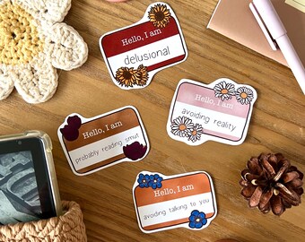 Hello I'm stickers | Book lover sticker | Gift for book reader | Kindle sticker | Sticker for computer, Ipad, phonecase | Fun sticker
