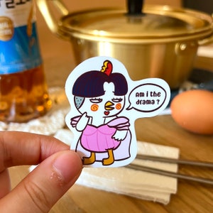 Korean sticker | "Am I the drama ?" meme sticker | Korean spicy noodle chicken | Buldak chicken | Fun sticker Kindle, Phonecase, Computer