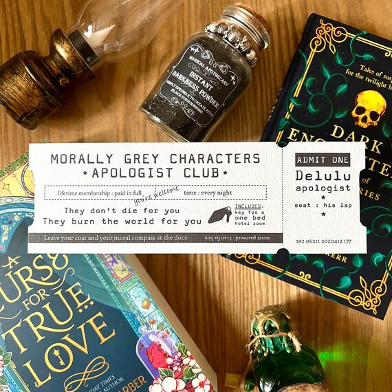 Marque page Morally Grey Character apologist club | Dark romance lover | Cadeau Book lover | Marque page coupon | Cadeau lecteur