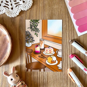 Carte postale illustrée | Café Coréen | Art print coréen | Illustration coréenne A6 | Cuisine Coréenne | Coffee shop coréen