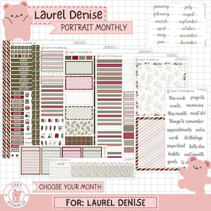 KIT-002 LAUREL DENISE Portrait Monthly || &quot;Deck the Halls&quot; - Monthly Planner Stickers