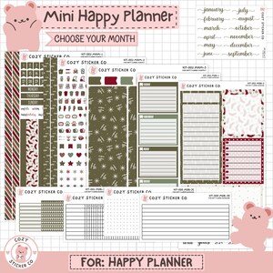 KIT-002 MINI HAPPY プランナー || 「Deck the Halls」 - 月間および週間プランナー ステッカー