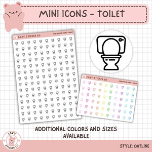 MINI Outline Icon Stickers - TOILET | Color Options | Matte | Transparent | 2 Sizes | Large Sheets | Small Sheets | Tiny | Cleaning | Chores